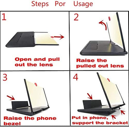 Screen Magnifier Mobile Projector Smartphone 3D HD Magnifier Support iPhone X / 8/8 Plus / 7/7 Plus / 6 / 6s / 6 Plus / 6s Plus and All Other Smartphones (-03)