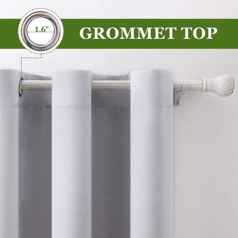 MIULEE Room Darkening Curtains, Thermal Insulated Drapes Solid Window Treatment Set Light Blocking Blackout Curtain for Living Room 2 Panels 42 x 84 inch, Greyish White