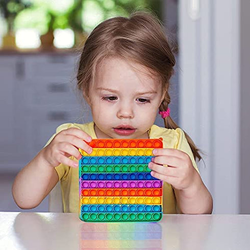 Big Pop It Fidget Toys, Stocking Stuffers for Kids Pop Its Fidgets Popit Popits Toys for Girls & Boys, Teens & Adults,100 Bubble Giant Figit Poppet Sensory Toy Popper Huge Large, 8 Inch Rainbow Color