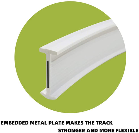KXLife Flexible Bendable Ceiling Curtain Track, Curved Ceiling Track for Curtains, Room Divider Ceiling Track System (8 ft)