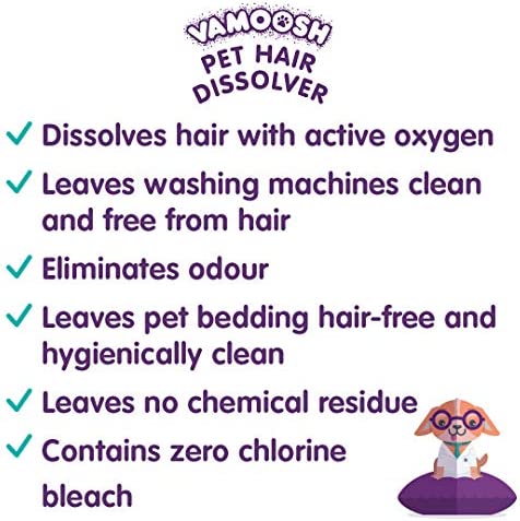 Vamoosh Pet Hair Dissolver 3 x 100g (1 box) Pet Hair Remover for Washing Machines – Dissolves dog hair, cat hair, horse hair etc in the laundry