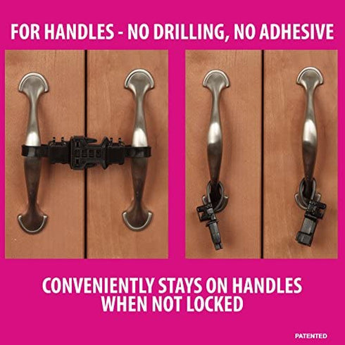Kiscords Baby Safety Cabinet Locks for Handles Child Safety Cabinet Latches for Home Safety Strap for Baby Proofing Cabinets Kitchen Door RV No Drill No Screw No Adhesive /4 Pack (Black)