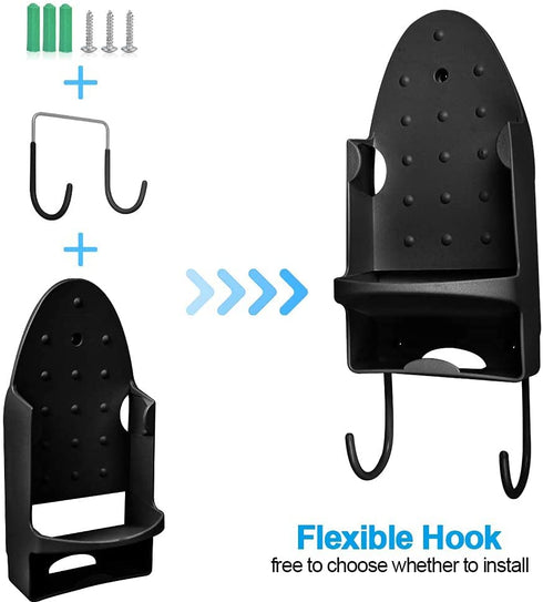 Oranlife Ironing Board Hanger Wall Mount Electric Iron Holder Ironing Board Rack Household Bathroom Shelf - for Max 5 inch Width - Black