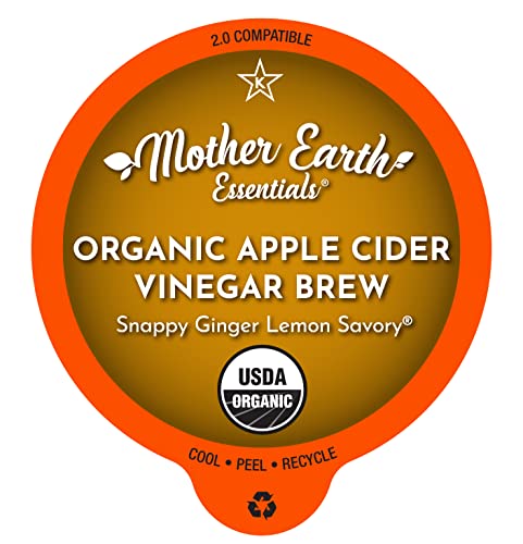 Superfood K-Cup Tea Pods – Organic Apple Cider Vinegar Fruit and Herb with The Mother for Daily Wellness. Mother Earth Essentials presents Snappy Ginger Lemon Savory in 12 Single Serving Pods. Keurig compatible.