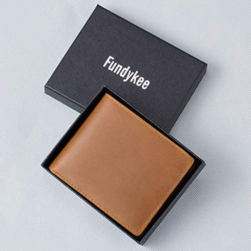 Fundykee Engraved Mens Wallet Personalized Leather Wallet for Men Husband Dad Son Boyfriend Love Custom Gifts (Tri-fold wallet to my son)