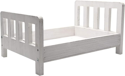 Baby Photography Bed Baby Photo Props White Wood Doll Bed Detachable Photo Background for Baby Photo Studio