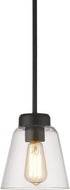 Eapudun Industrial Glass Pendant Light, Single Hanging Pendant Lighting, Matte Black with Clear Glass Shade Classic for Farmhouse, Entryway, Dining Room, Kitchen Island, Foyer , PDA1148-MBK
