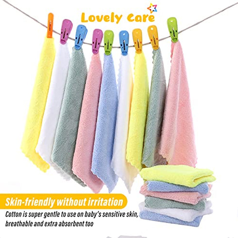 15 Pack Ultra Soft Baby Bath Washcloths, Gentle on Sensitive Skin for Face and Body, Plush, Super Absorbent Wash Clothes for Girls and Boys, 10" by 10" by Lovely Care