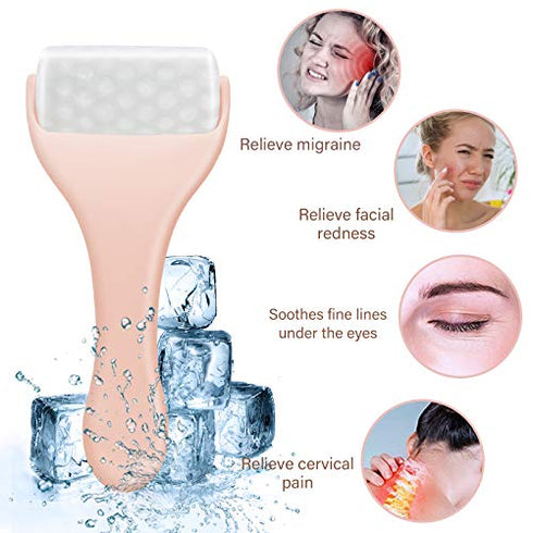 Upgraded Ice Roller for Face & Eye Puffiness, ITME Large Cool Facial Ice Rollers for Women Face Massager, Tighten Pores, Headaches Migraine Relief, Minor Injury, Reduce Wrinkle Skin Care (Pink)