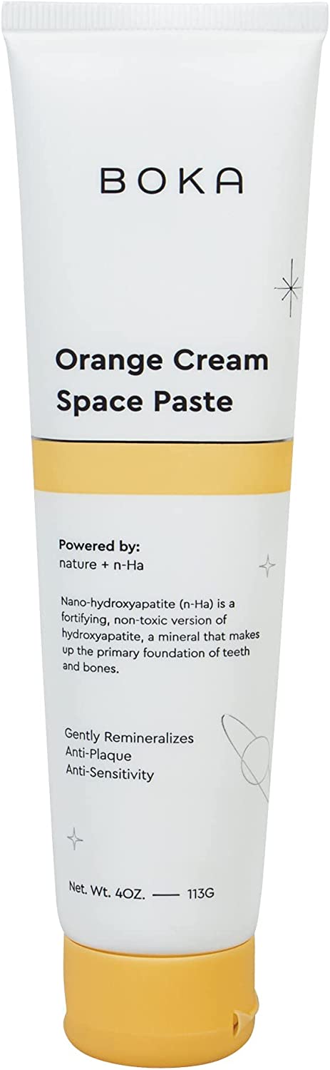 Boka Orange Cream Natural Toothpaste, Nano-Hydroxyapatite for Remineralizing, Sensitivity and Whitening, Fluoride-Free, Dentist Recommended for Kids and Adults, Made in USA, 4oz (Pack of 1)
