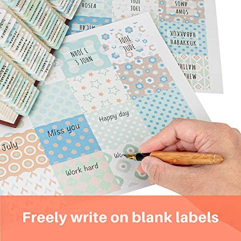 SUREFORU Bible Tabs Old and New Testament, Large Print and Easy-to-Read Bible Journaling Supplies, Personalized Bible Tabs for Women, Paper labels, Laminated 80 Bible Index Tabs (66 Books, 14 Blanks).