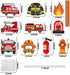 MALLMALL6 30Pcs Fire Truck Centerpiece Sticks Fireman Themed Birthday Party Favor Firefighter Table Topper Decorations Firetruck Fire Hat extinguisher Room Decor Photo Booth Props for Kids Baby Shower