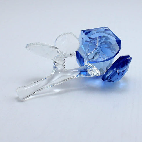 LZYUANHEN Crystal Rose Flower Paperweight Figurine Collectible Greeting Card - Anniversary Wedding Valentine's Day Gift Centerpiece Ornament Blue Rose