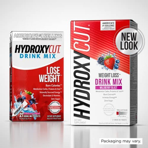 Hydroxycut Drink Mix | Weight Loss for Women & Men | Weight Loss Supplement | Energy Drink Powder | Metabolism Booster for Weight Loss | Wildberry Blast, 21 Packets (packaging May Vary)