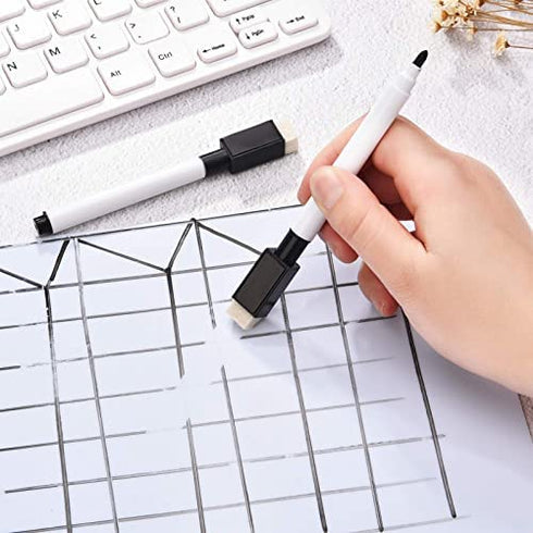 Boao Magnetic Dry Erase Markers Whiteboard Erase Marker with Erasers Cap for School and Office, Black (24 Pieces)