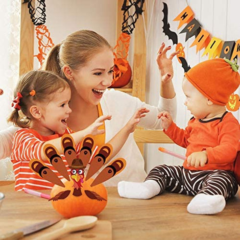 Outus Thanksgiving Pumpkin Turkey Making Kit for Thanks and Gives Party Fall Turkey Craft Kit Thanksgiving Party Make a Turkey Games Thanksgiving Party Decorations