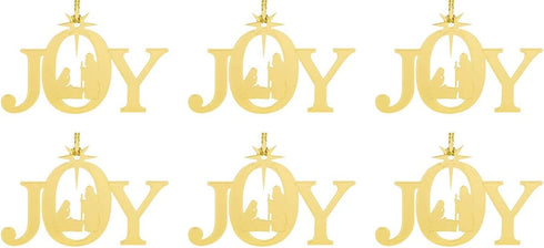 Brass Joy Nativity Mailable Christmas Ornament, 2 Inch, Pack of 6