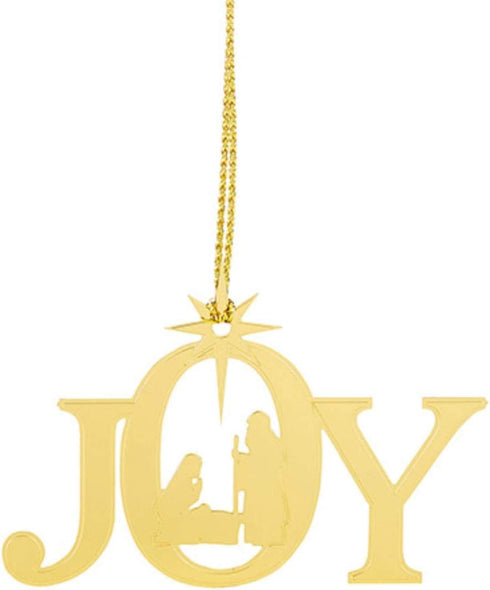 Brass Joy Nativity Mailable Christmas Ornament, 2 Inch, Pack of 6