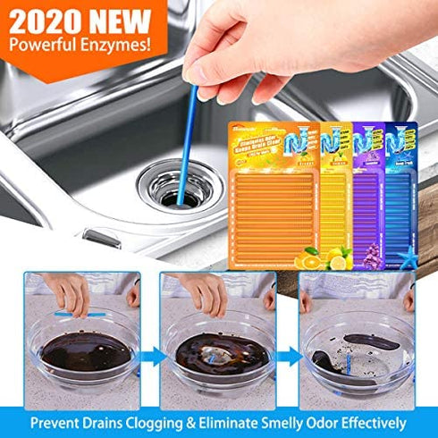 Drain Sticks Drain Stix DrainStix Drain Cleaner Sticks Drain Cleaner and Deodorizer Sticks Disposal Sticks Enzyme for Odor Clogs Remover Sink Septic Sticks for Drain As Seen On TV
