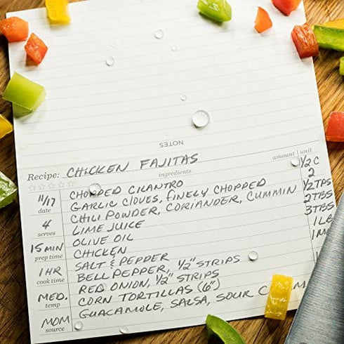Rite In The Rain Weatherproof Recipe Cards, 6" x 5", 2-Sided, 100# Card-stock Paper, 50 Pack (No. RC35), White