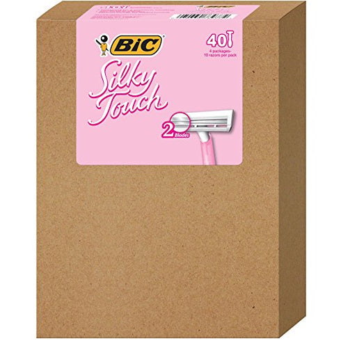 BIC Silky Touch Women's Twin Blade Disposable Razor, 10 Count - Pack of 4 (40 Razors)