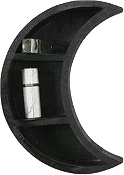 CALIDAKA Wall Mounted Moon Shelf,Wooden Crescent Moon Shelf,Storage Shelf Wooden Floating Shelves Hanging Storage Display Shelf for Crystal, Small Photos or Witchy Room Decor