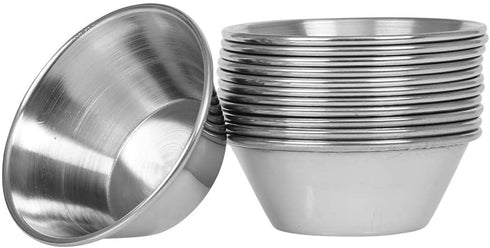 (12 Pack) Small Sauce Cups 1.5 oz, Commercial Grade Stainless Steel Dipping Sauce Cups, Individual Condiment Cups / Portion Cups / Ramekins by Tezzorio