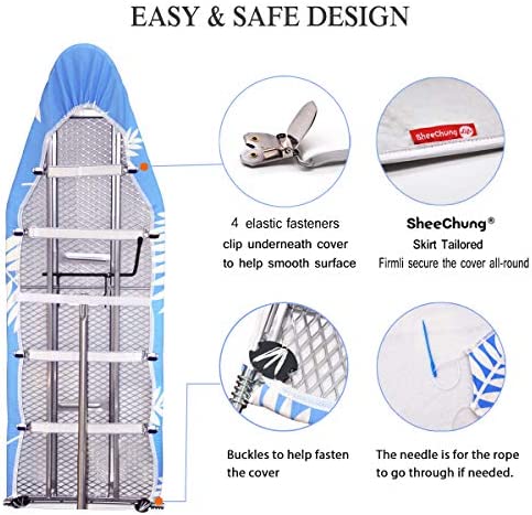 14x42 Inch Over-The-Door Ironing Board Replacement Pad/Cover,100% Cotton Iron Board Cover and Heavy-Duty Extra Thick Pad,Resists Scorching and Staining,Snugfit Ironing Board Cover