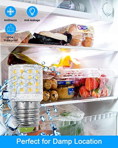 ZHENMING LED Refrigerator Light Bulb 4W Replacement AC100-265V 3.5W Refrigerator Bulb, E26 Medium Base Compact Bright Corn Lamp for Fridge Freezer Appliance Lighting, A15 Daylight White 5000K, 1 Pack