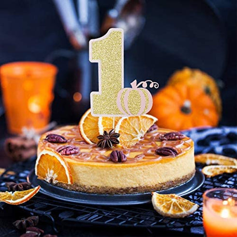 Glitter Pumpkin One Cake Topper- Pumpkin 1st Birthday Party Decorations,Pumpkin 1st Birthday Cake Topper,Fall Pumpkin First Birthday Girl