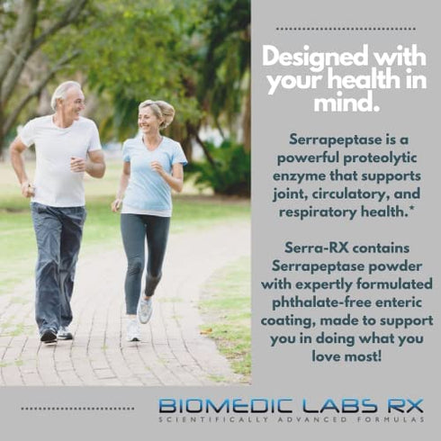 Serra-RX 80,000 SPU Serrapeptase - Enteric Coated Proteolytic Systemic Enzyme, Non-GMO, Gluten Free, Vegan, Supports Sinus & Lung Health, 90 Veg Capsules