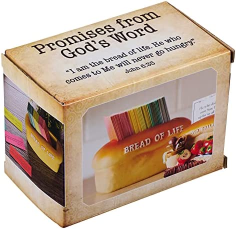 Christian Art Gifts Bread of Life Scripture Cards in Double-Sided Polystone Holder - John 6:35 Inspirational Bible Verses, Prayers & Promises, Multicolor for Home & Kitchen in Gift Box, 106 Cards