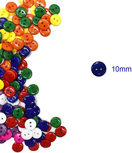 200pcs 10mm 10 Color Buttons Resin Shirt Buttons for Sewing Children Sweater Crafts DIY Clothes Bulk Scrapbooking 2 Holes