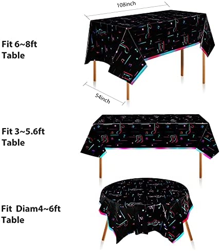 TIK Tok Tablecloth,Extra-Large 108”x 54”Disposable Music Table Cover, Ideal for TIK Tok Themed Musical Rockstar Birthday Party Supplies Decoration (1)