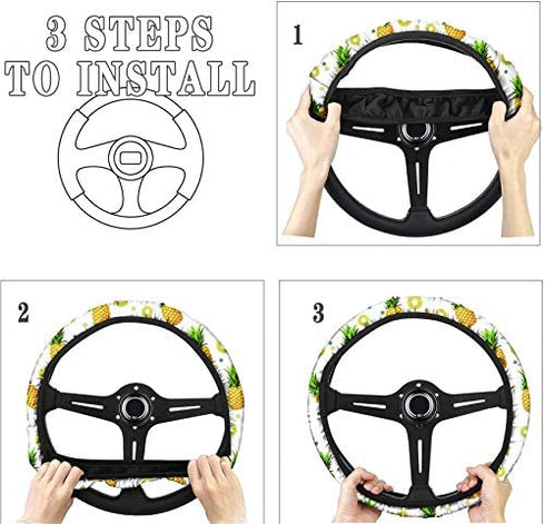 HUGS IDEA Halloween Universal Size Car Steering Wheel Cover Punk Skull Design Stretch-on Car Accessories for Women Girl Suitable for SUV Sedan Vans Trucks