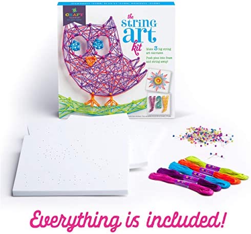 Craft-tastic DIY String Art – Craft Kit for Kids – Everything Included for 3 Fun Arts & Crafts Projects – Owl Series, Large
