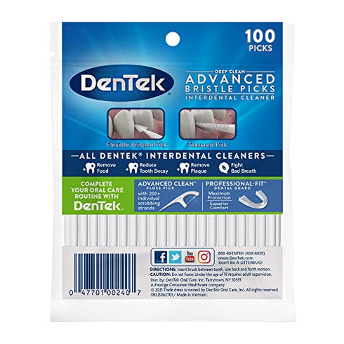 DenTek Deep Clean Bristle Picks | Removes Food & Plaque | 100 Count