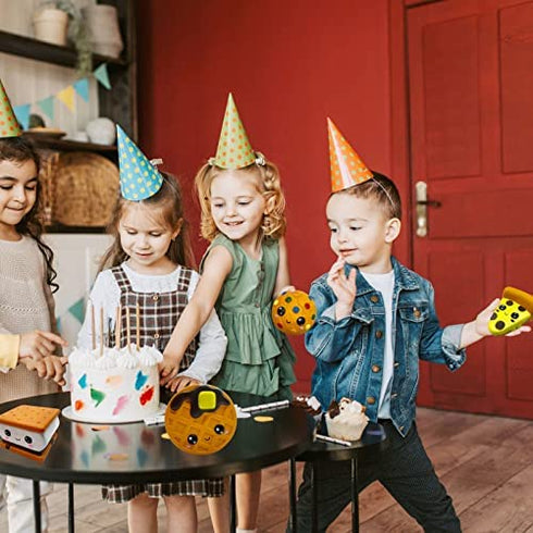 ASMFUOY Slow Rising 4 Pcs Smore Squishies, Cute Birthday Gift for Kids, Big Eyes Smore Pizza Biscuit Waffle Pack Stress Relief Squeeze Toys (Style A)