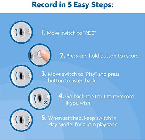 VoiceGift 20 Second Mini-Me Voice Recorder, Record Custom Message for Plush Toy, Stuffed Bear Toy, Baby Doll Toy, and Pillow