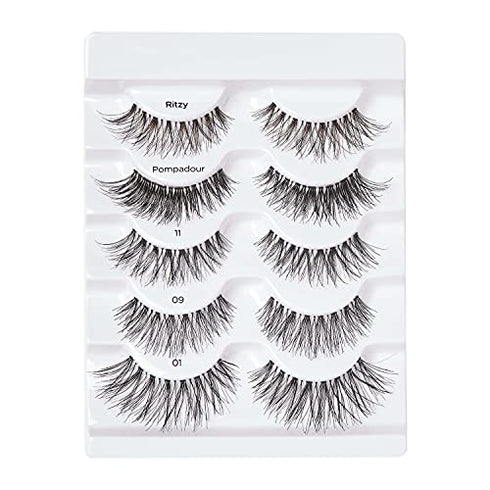 KISS So Wispy Curated Collection of Bestselling False Eyelash Styles Multipack, Volume & Curl, Lash Extensions Look, Signature Wispy Effect, Cruelty Free, Reusable, Contact Lens Friendly, 5-Pair