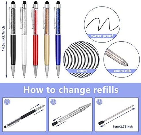 MengRan 2.75'' Ballpoint Pen Refills,Standard D1 Ballpoint Pen Refill (Remove Black Hat),Metal Refill,Black Ink,(Pack of 10)