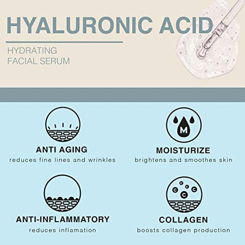 Hyaluronic Acid Hydrating Facial Serum | Ultimate Moisturizing & Anti Aging Therapy - Moisturizes Skin for a Softer, Youthful & Glowing Complexion | Orange Oil & Vitamin C Infused | 2 FL OZ