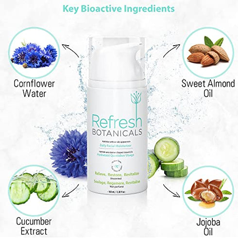 REFRESH BOTANICALS Organic Face Moisturizer, A Natural Anti Aging Moisturizer for Dry, Sensitive, Oily, Acne Prone Skin | Fragrance Free, 3.38 fl oz