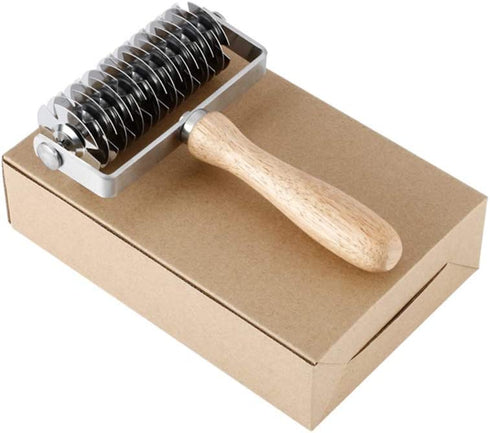 Mazaashop Pizza Roller Cutter Stainless Steel Pasta Spaghetti Maker Pizza Cake Pie Homemade Baking,Wood Handle