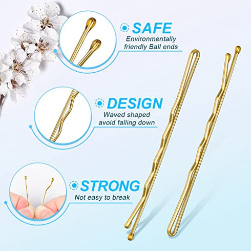 Large Bobby Pins Blonde,MORGLES 2.75" Jumbo Hair Pins Blonde Long bobby Pins for Thick Hair for Women Girls with Box-120 count