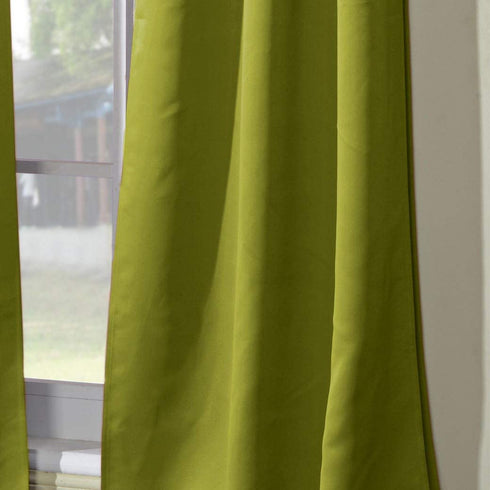 Duck River Textiles - Steyna Solid Faux Silk Textured Blackout Room Darkening Grommet Top Window Curtains Pair Panel Drapes for Bedroom, Living Room - Set of 2 Panels - 38 X 84 Inch - Pistachio