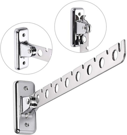 Sumnacon 12" Stainless Steel Clothes Hanger Rack, 2 Pcs Wall Mounted Folding Garment Hooks, Space Saver Clothing and Closet Rod Storage Organizer for Laundry Room Bedroom Bathroom Kitchen