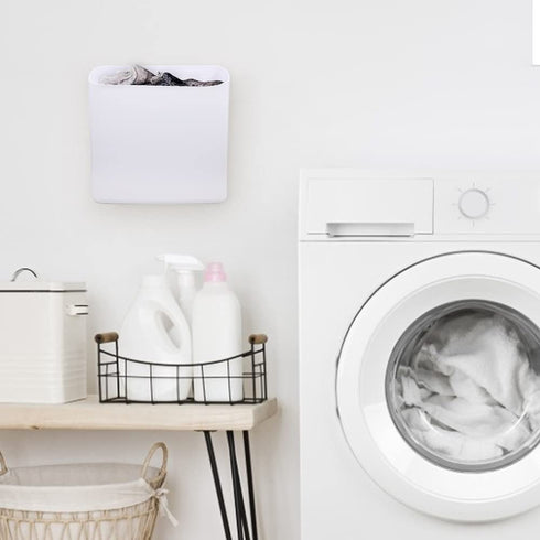 Picowe Magnetic Laundry Storage, Large Lint Holder Bin for Laundry Room, Space-Saving Trash Container Hanging on Dryer, Washer or Wall Mount Trash Bin (White)