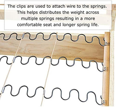 House2Home 40 Pack Upholstery Stay Wire Clips for Sofa, Couch, and Chair Spring Repair, Includes Instructions, Connectors to Attach Springing Wire to Springs