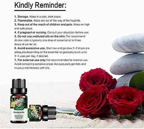 Essential Oils Honeysuckle Essential Oil - Organic Plant & Natural 100% Pure Honeysuckle Oil for Diffuser, Humidifier, Massage,Sleep, Bath, Skin & Hair Care - 10ml
